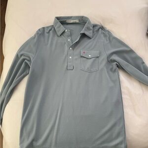 Men's Light Blue Long Sleeve Polo Shirt -Criquet